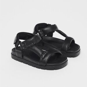 Zara Leather Adhesive Strap Sandals